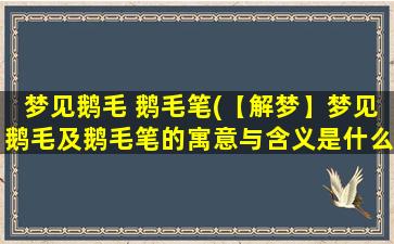 梦见鹅毛 鹅毛笔(【解梦】梦见鹅毛及鹅毛笔的寓意与含义是什么？)